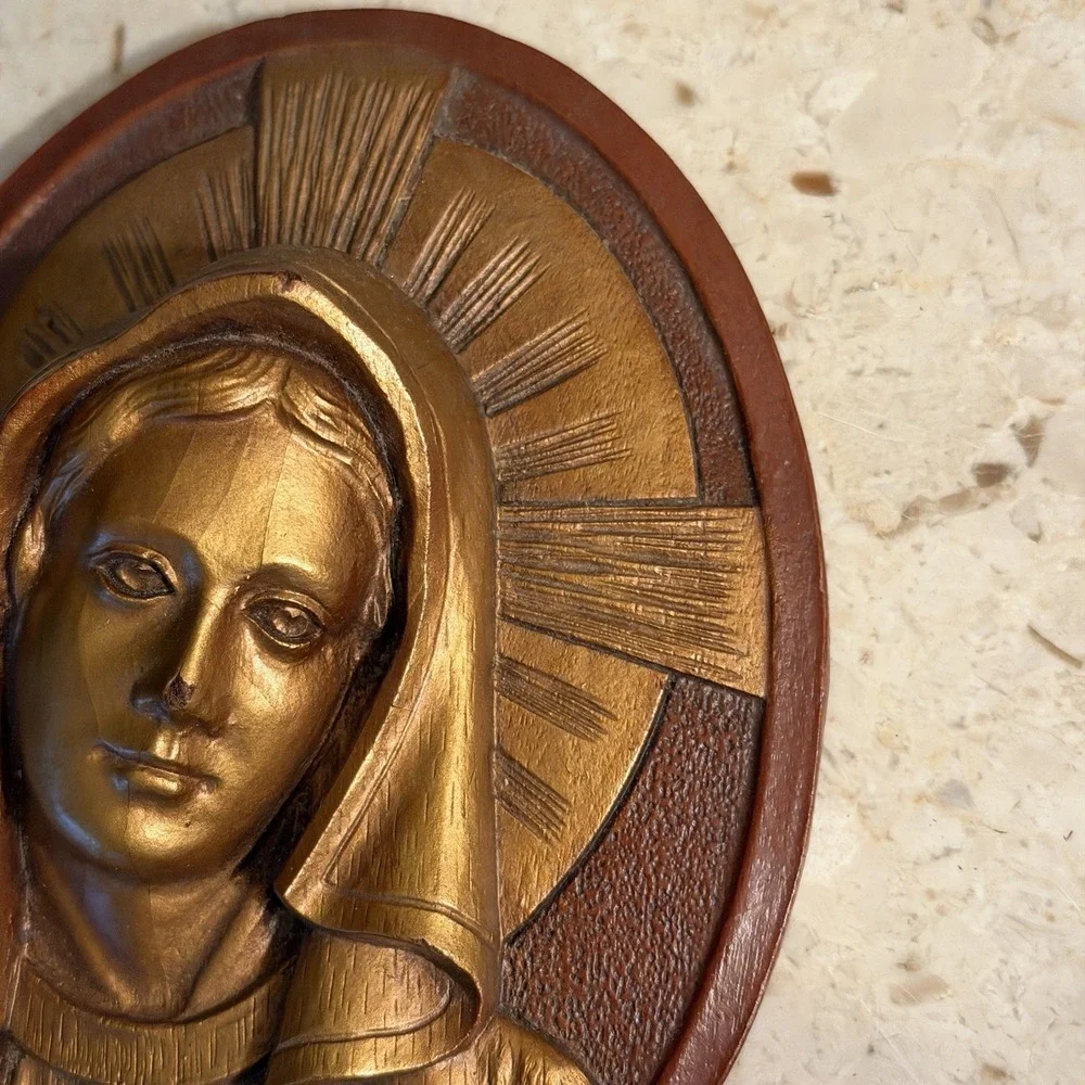 Arabesque Religious Mary & Jesus Wooden 3D Wall Hanging Plaque 5.5